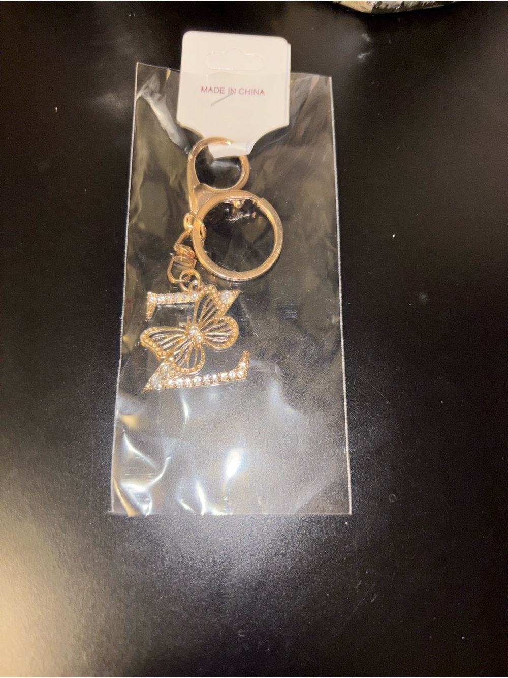 Gold Butterfly “Z” Rhinestones Keychain - Women Accessories - Picture 6 of 6